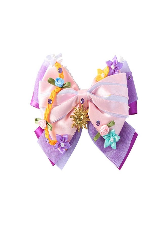 Fancheer Princess Hair Bow Clips for Girls Women 5 Inch Fairy Hair Accessories Purple - Image 1